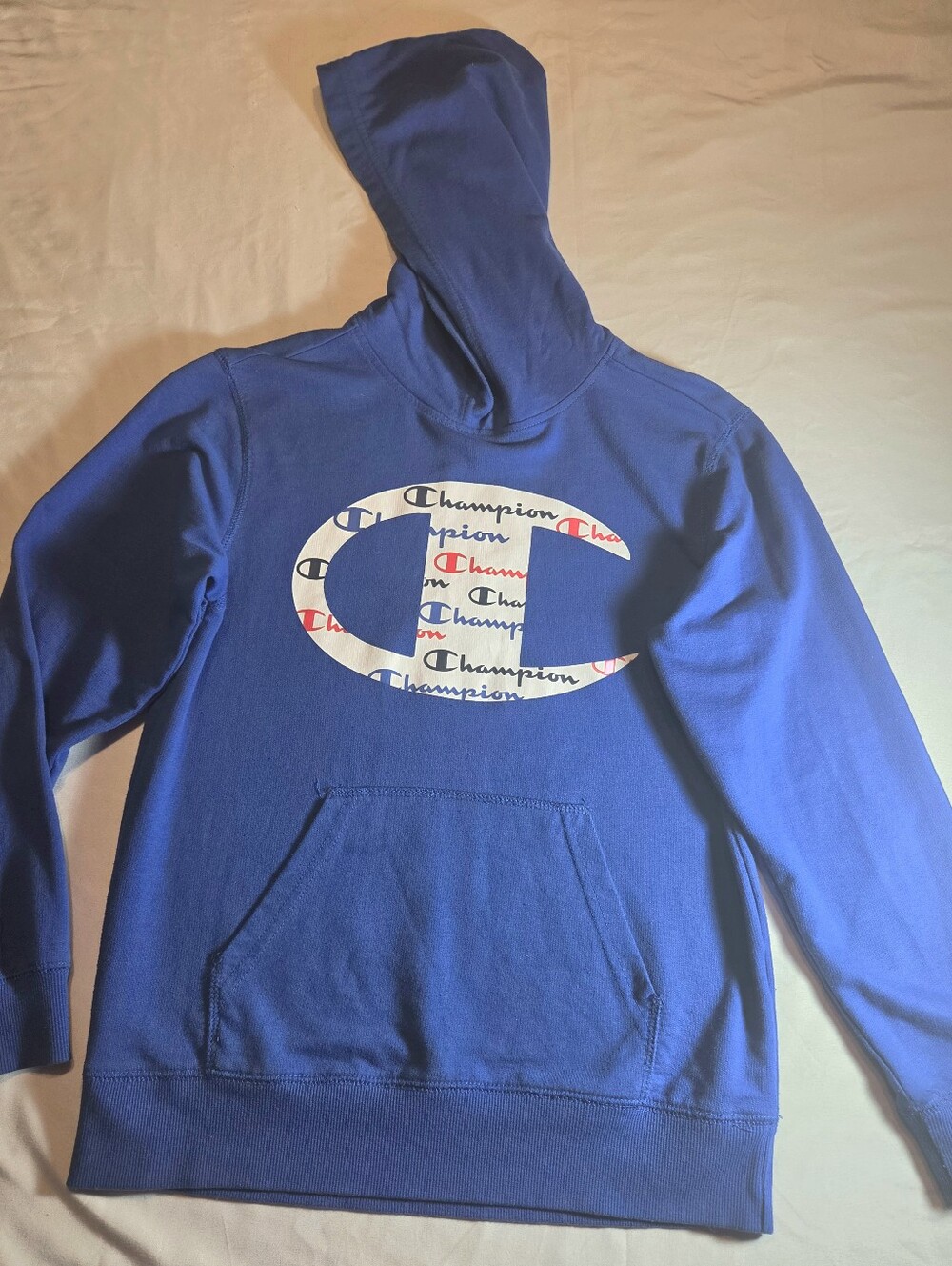 Champion Royal Blue Pullover Hoodie with Logo Patch